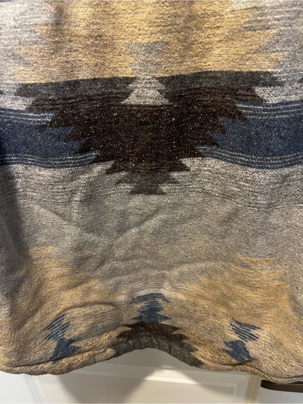 Brooklyn Cloth Aztec Pattern Sherpa-Lined Shacket - Blue, Gray, Brown - Picture 11 of 13